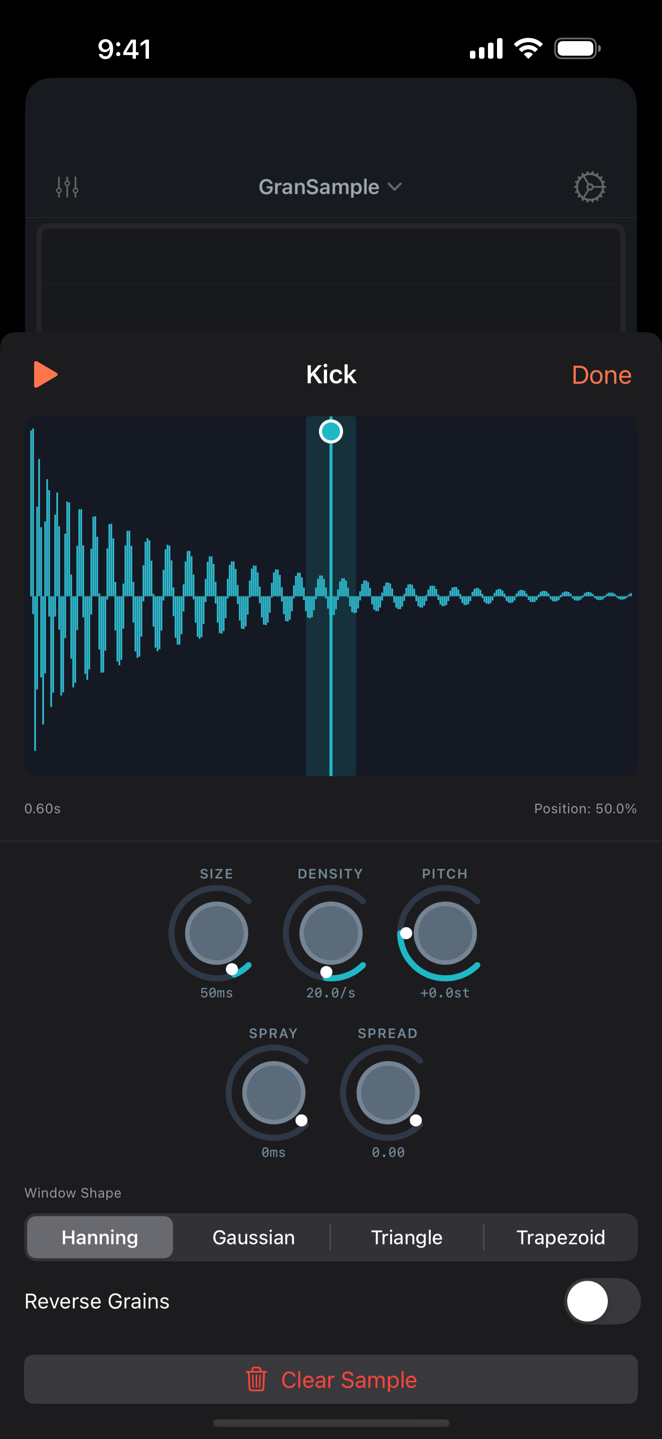 Granular synthesis controls